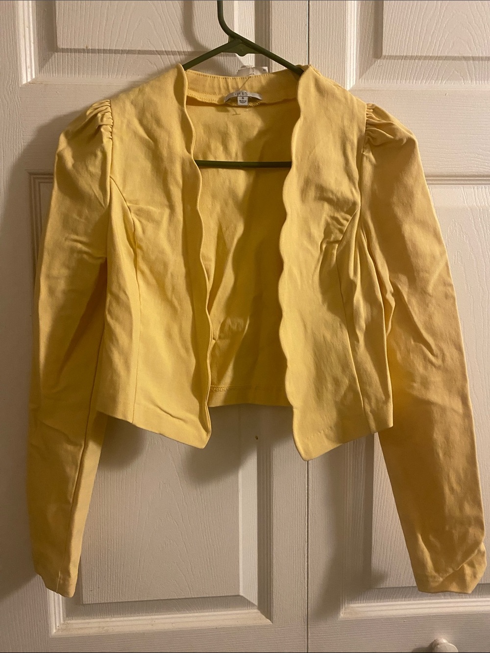 iris Yellow Scallop-Edge Open Front Blazer